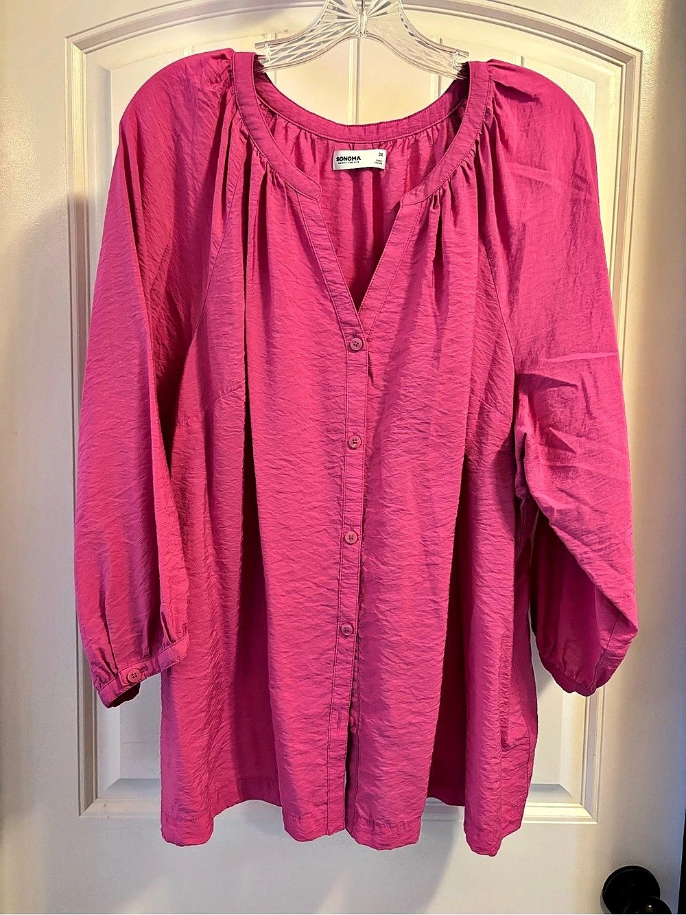 Sonoma Women's Pink Button Front Top Size 2X Like New